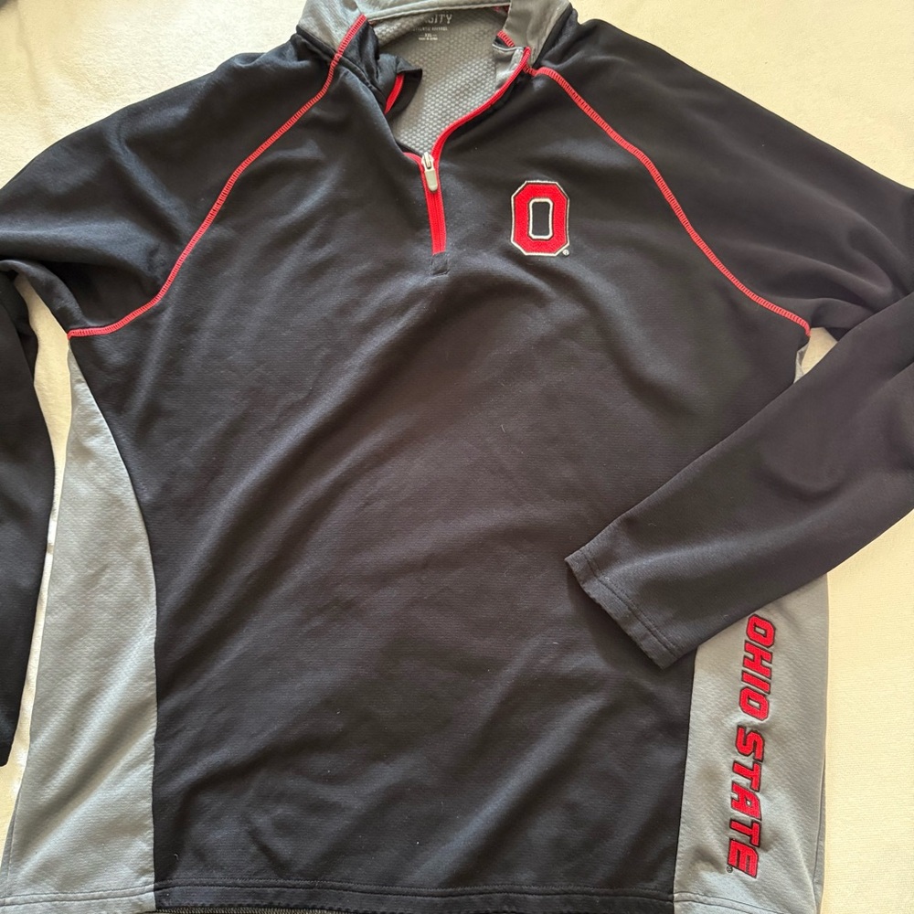 Varsity Gray and Black Quarter-Zip Pullover